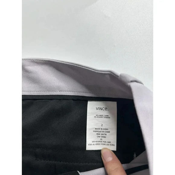 Vince Pants Women's 2 Wool Spandex Blend Tuxedo Stripe Gray Trouser Business - Picture 4 of 9